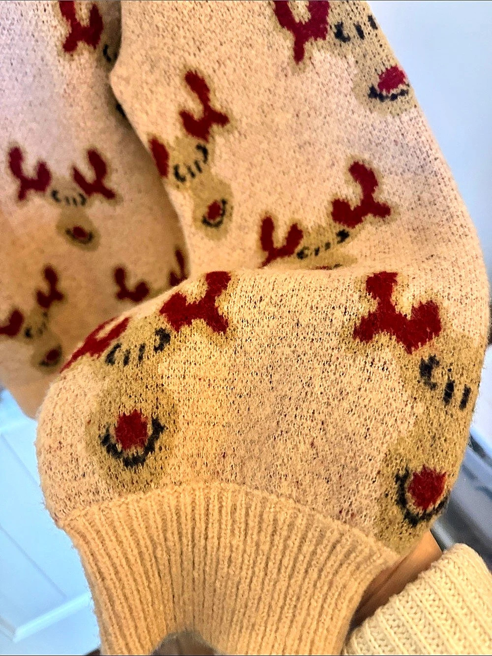 Bibi Reindeer Sweater in Beige XL Like New - Picture 6 of 7